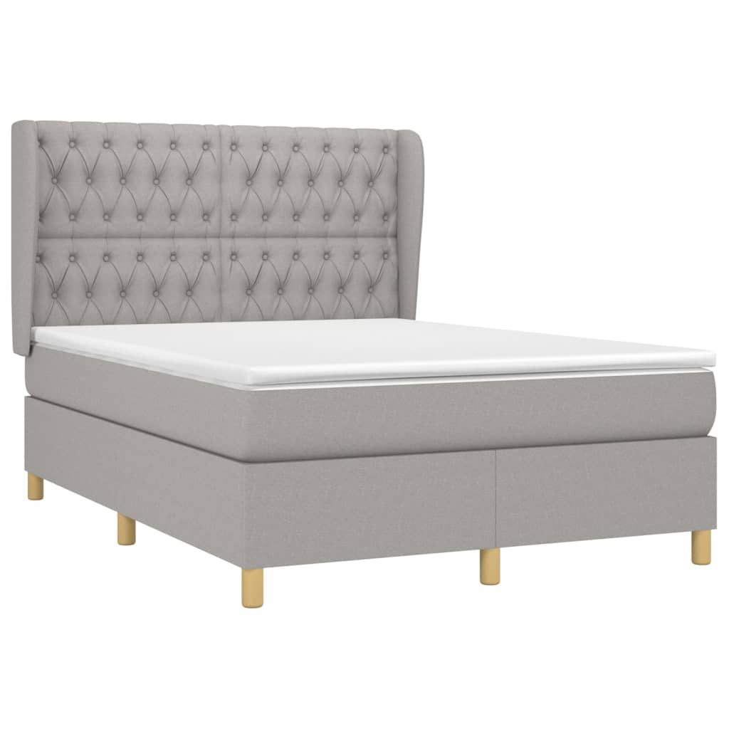 Krevet box spring s madracem svjetlosivi 140x200 cm od tkanine