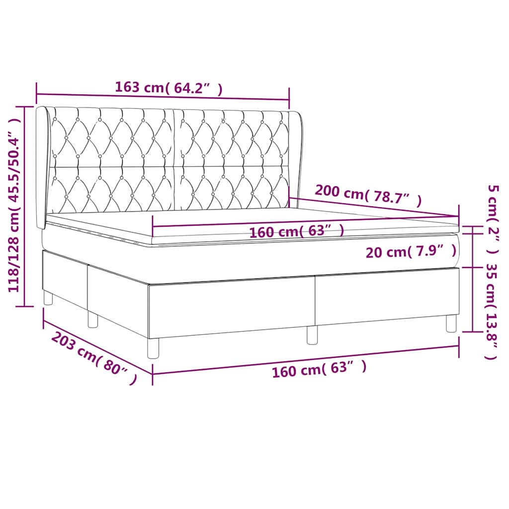 Krevet box spring s madracem svjetlosiva 160x200 cm tkanina