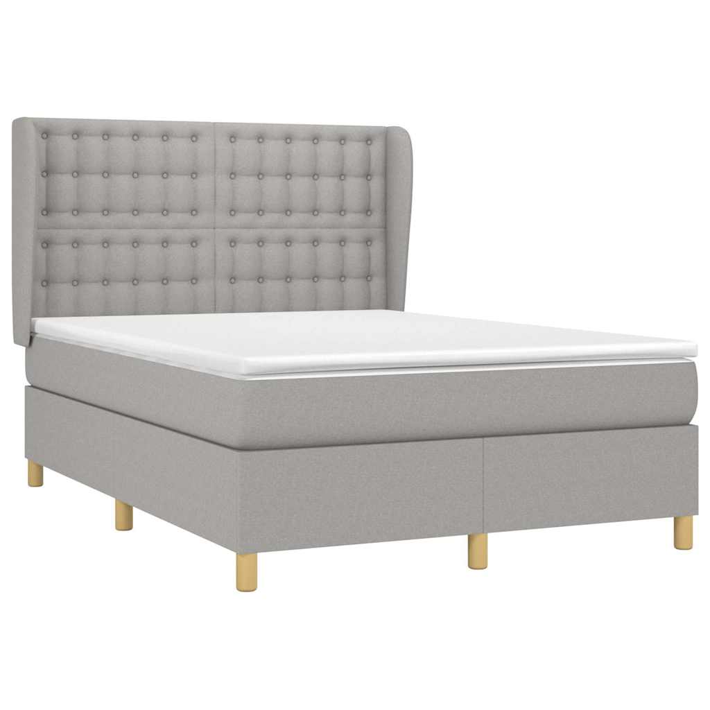 Krevet box spring s madracem svjetlosivi 140x200 cm od tkanine