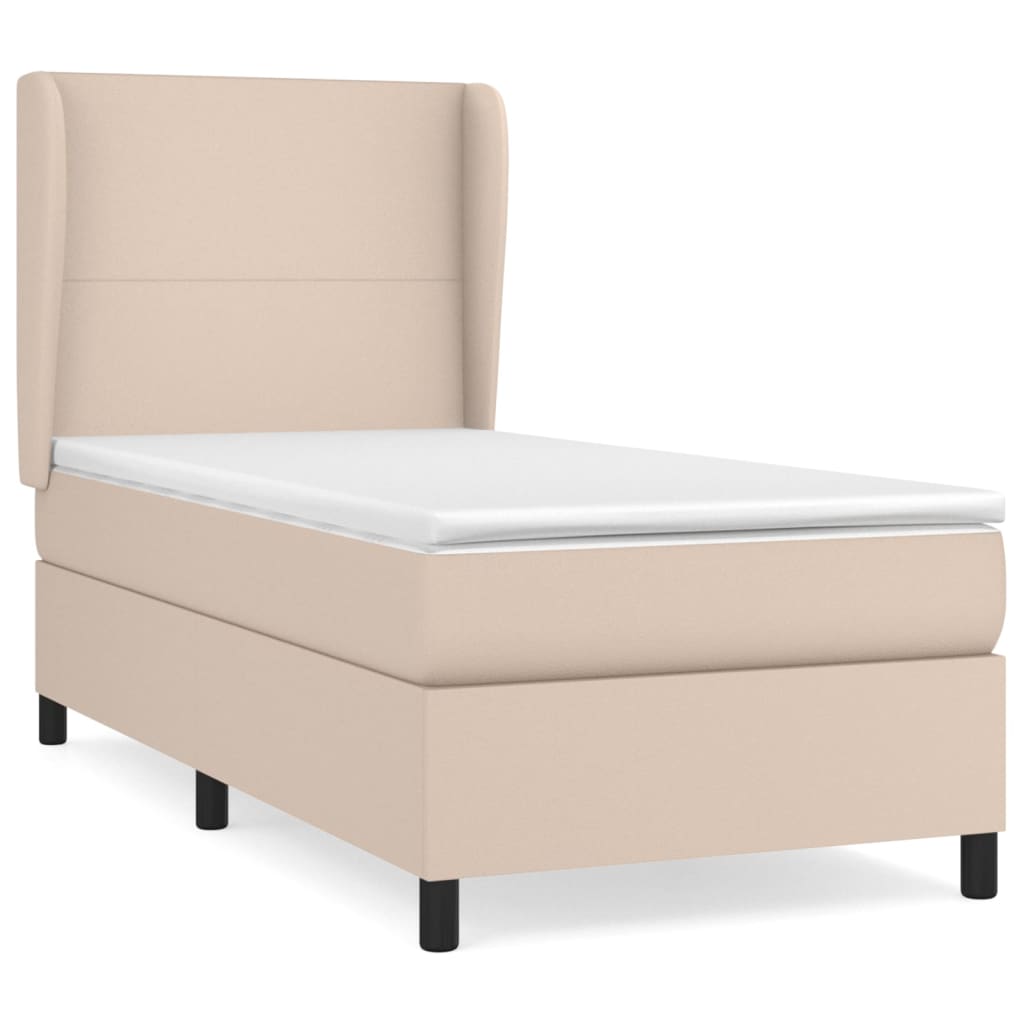 Krevet s oprugama i madrac cappuccino 90x200 cm od umjetne kože
