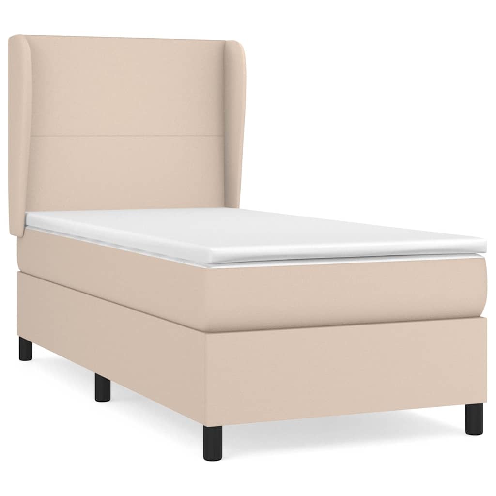 Krevet s oprugama i madrac cappuccino 100x200cm od umjetne kože