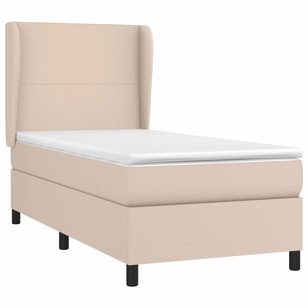 Krevet s oprugama i madrac cappuccino 100x200cm od umjetne kože
