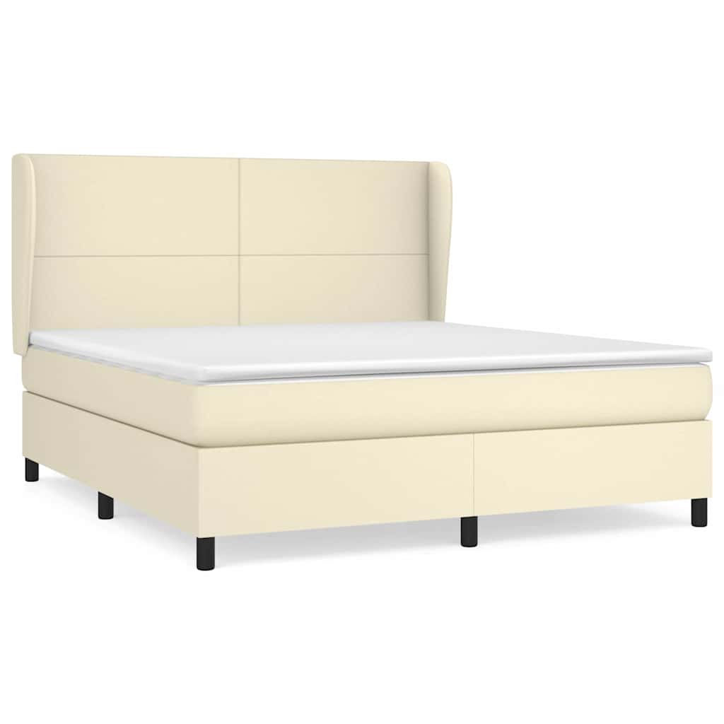 Krevet s oprugama i madracem krem 160x200 cm od umjetne kože