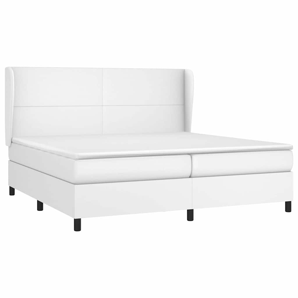 Krevet s oprugama i madracem bijeli 200x200 cm umjetna koža