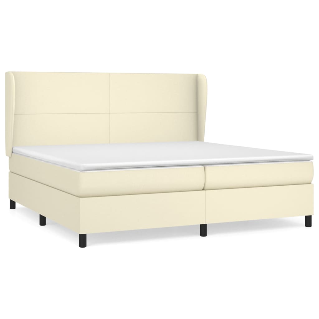Krevet s oprugama i madracem krem 200x200 cm od umjetne kože