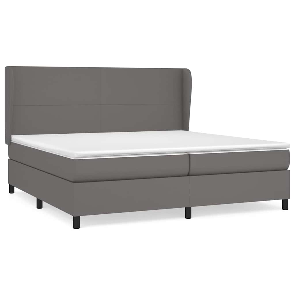 Krevet s oprugama i madracem sivi 200x200 cm od umjetne kože