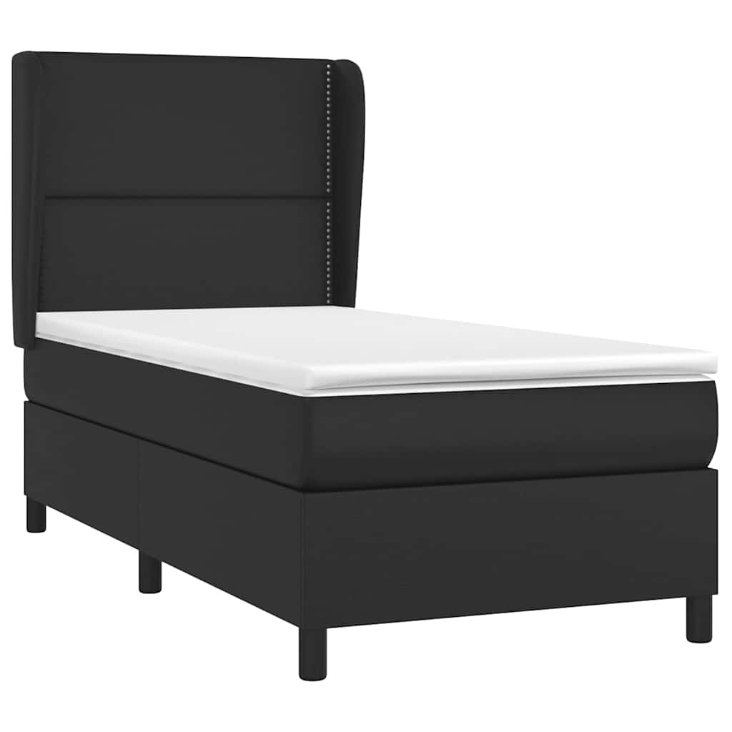 Krevet s oprugama i madracem crni 90x190 cm od umjetne kože