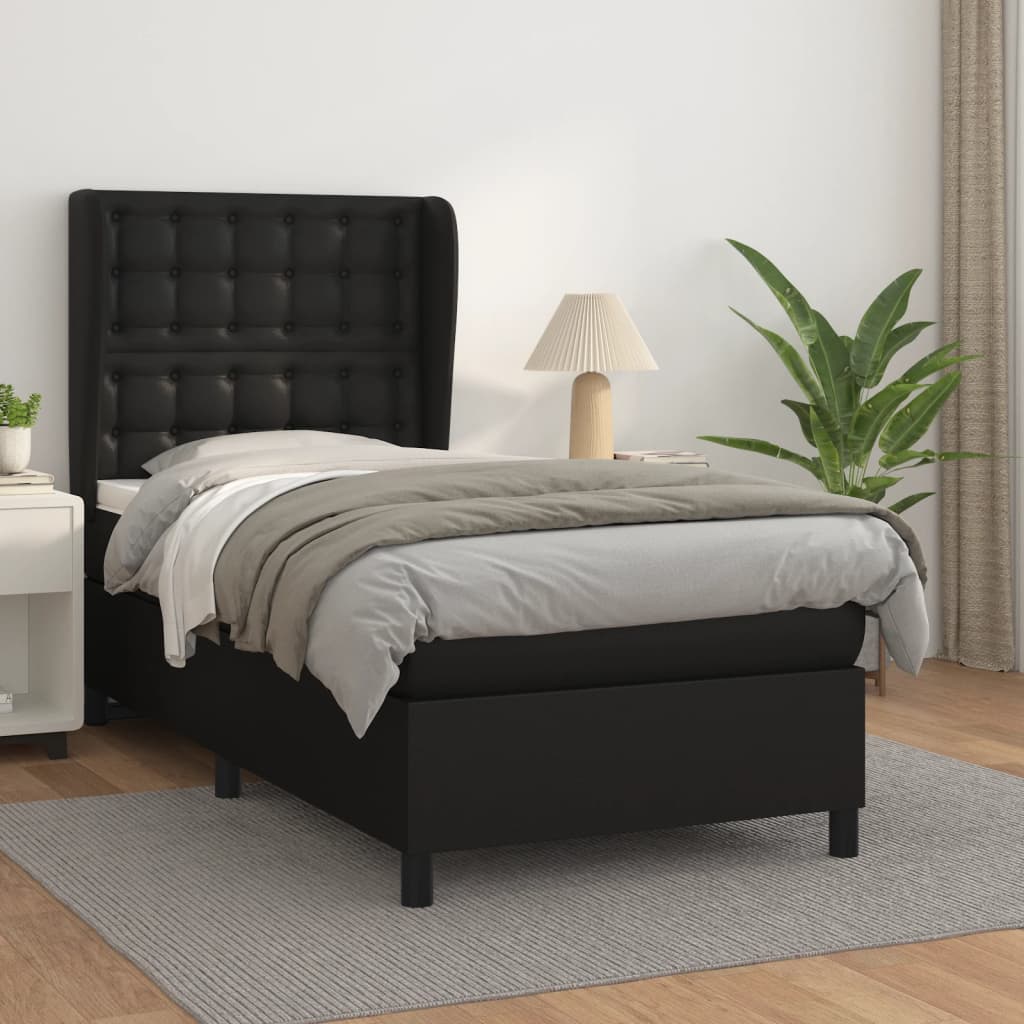 Krevet s oprugama i madracem crni 80 x 200 cm od umjetne kože