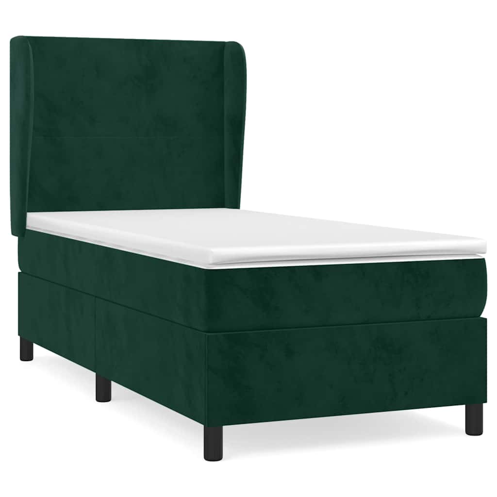 Box spring krevet s madracem tamnozeleni 90x190 cm baršunasti