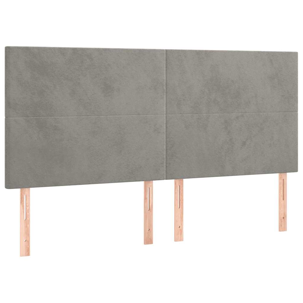 Krevet s oprugama i madracem svjetlosivi 200x200 cm baršunasti