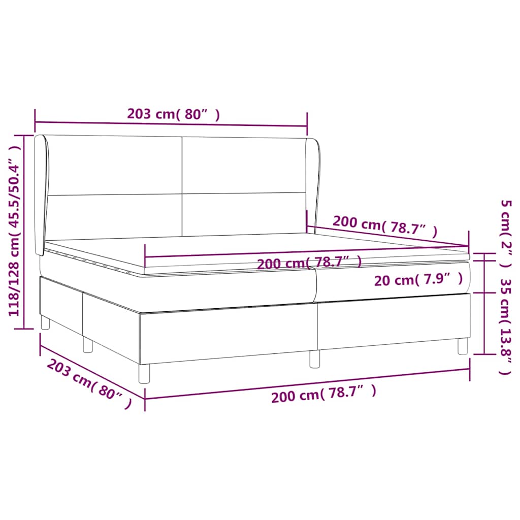 Krevet s oprugama i madracem tamnosivi 200x200 cm baršunasti
