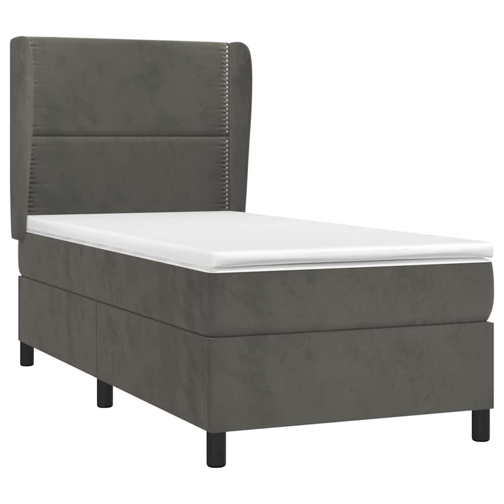 Box spring krevet s madracem tamnosivi 80 x 200 cm baršunasti