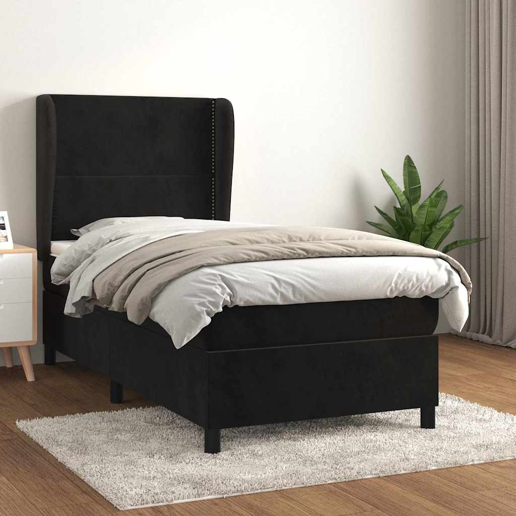 Box spring krevet s madracem crni 90x190 cm baršunasti