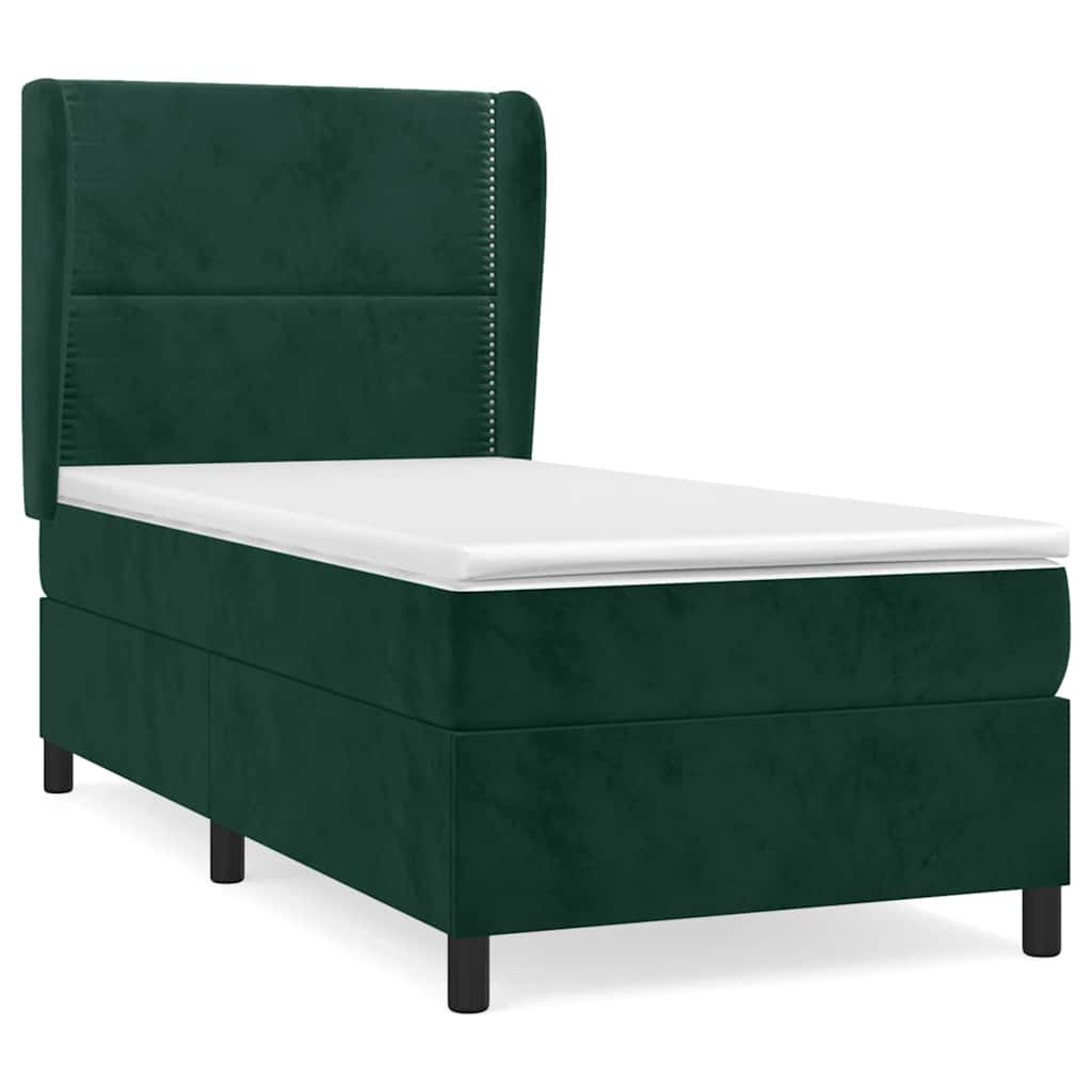 Box spring krevet s madracem tamnozeleni 90x190 cm baršunasti