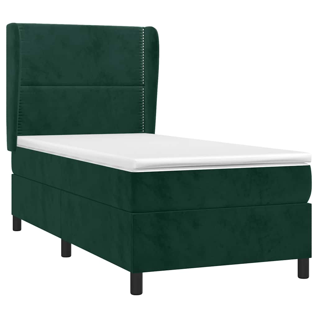 Box spring krevet s madracem tamnozeleni 90x190 cm baršunasti