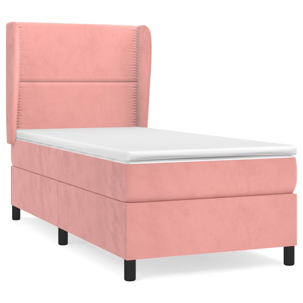 Box spring krevet s madracem ružičasti 90x190 cm baršunasti