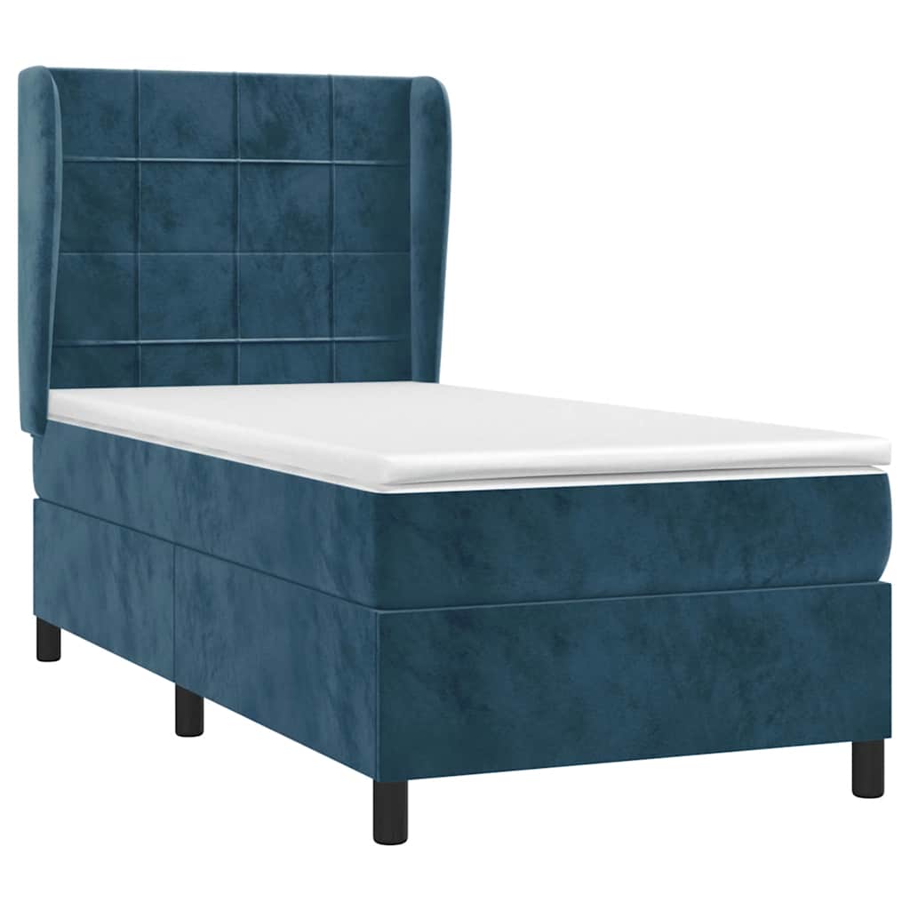 Box spring krevet s madracem tamnoplavi 90x200 cm baršunasti