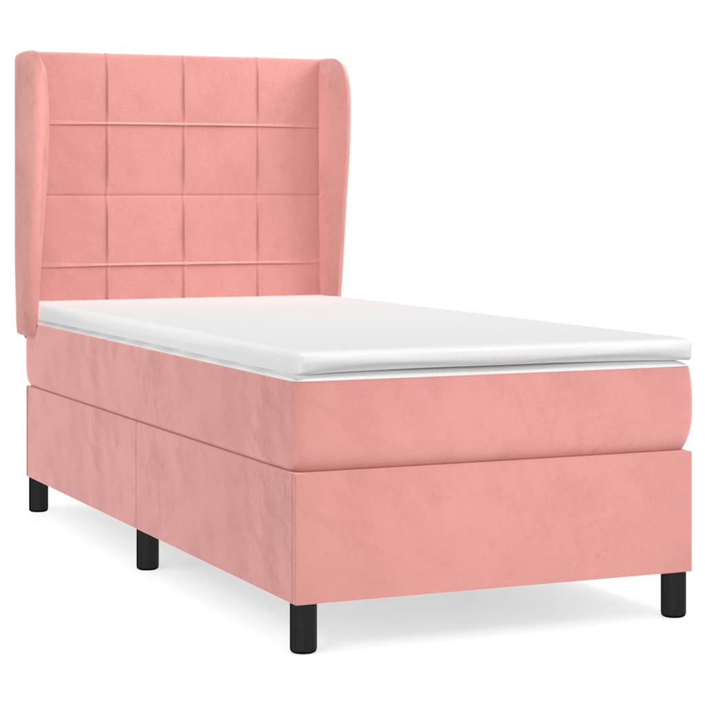 Box spring krevet s madracem ružičasti 90x200 cm baršunasti