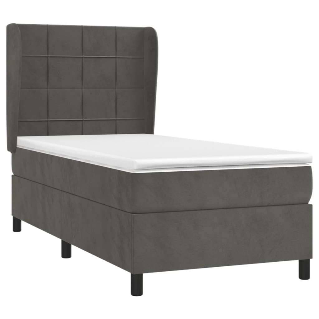 Box spring krevet s madracem tamnosivi 100x200 cm baršunasti