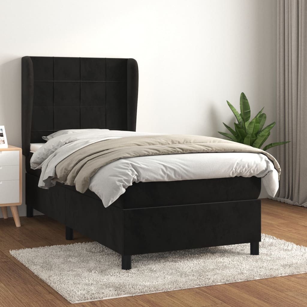 Box spring krevet s madracem crni 100x200 cm baršunasti