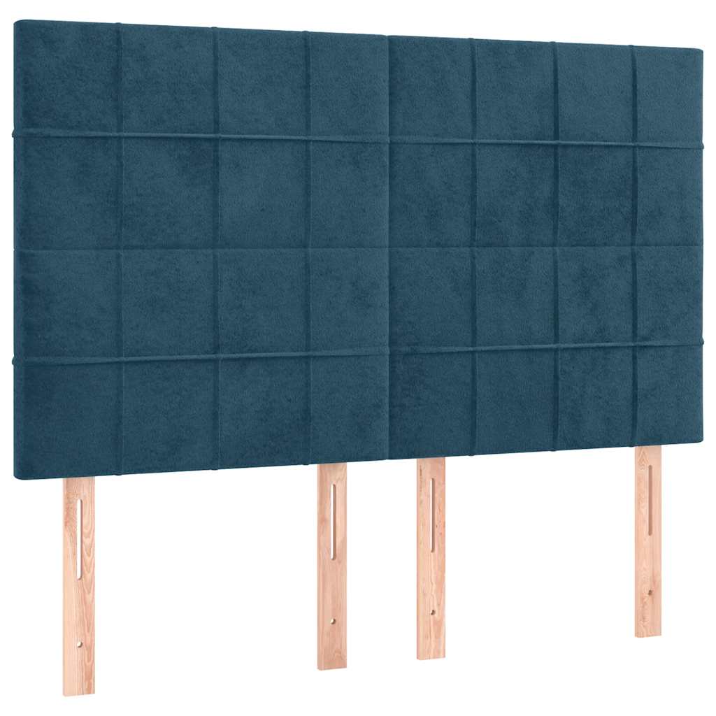 Krevet s oprugama i madracem tamnoplavi 140x190 cm baršunasti