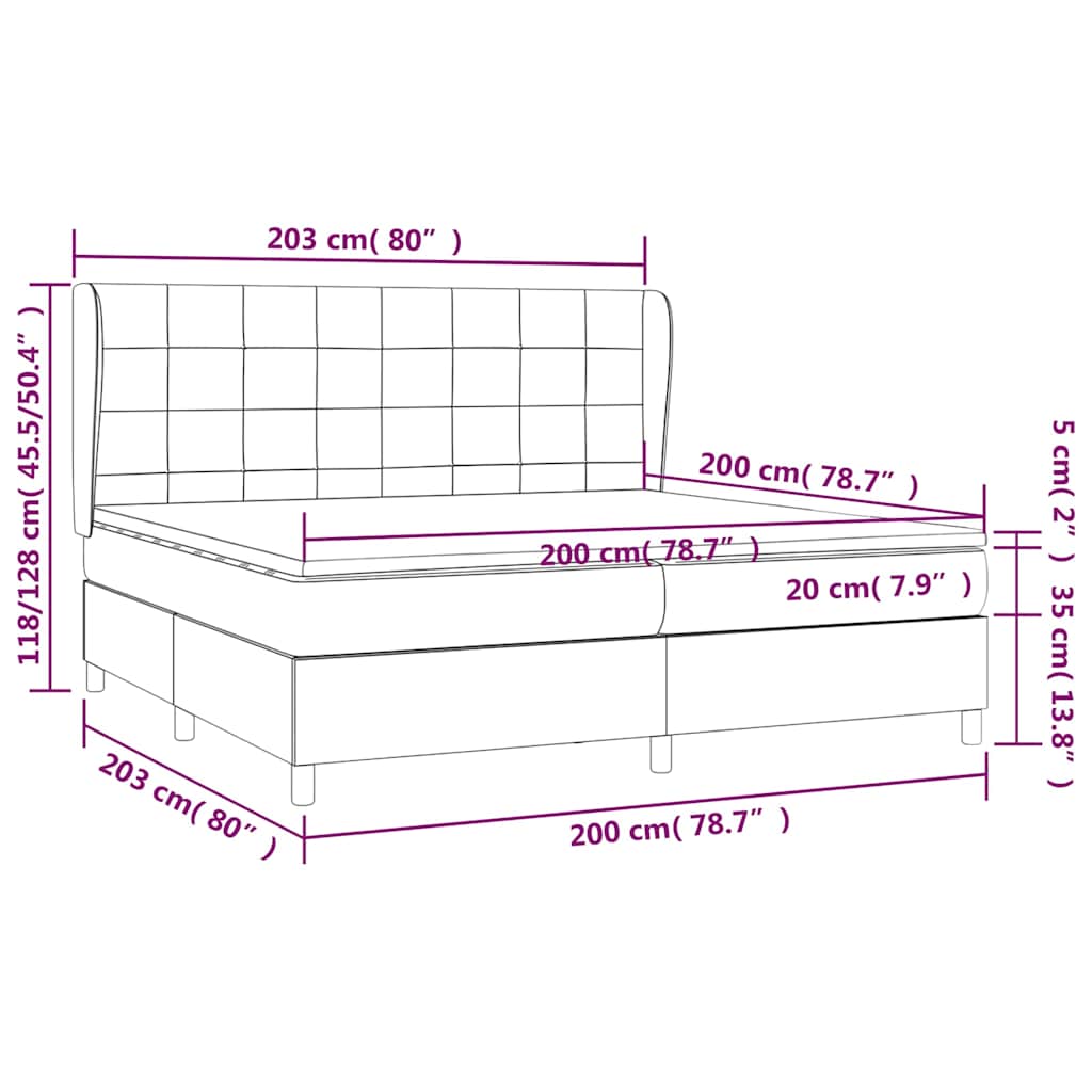 Krevet s oprugama i madracem svjetlosivi 200x200 cm baršunasti