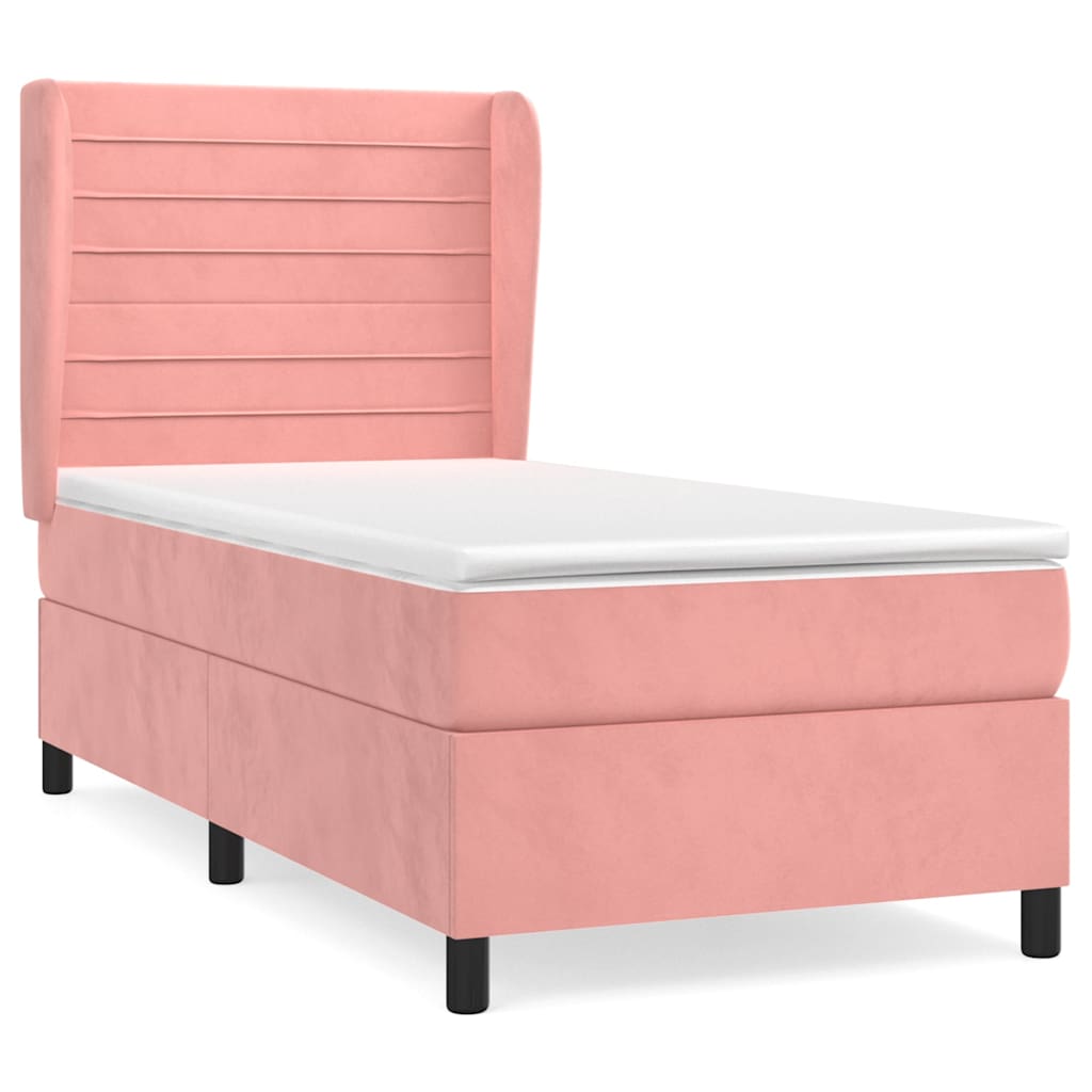 Box spring krevet s madracem ružičasti 90x190 cm baršunasti