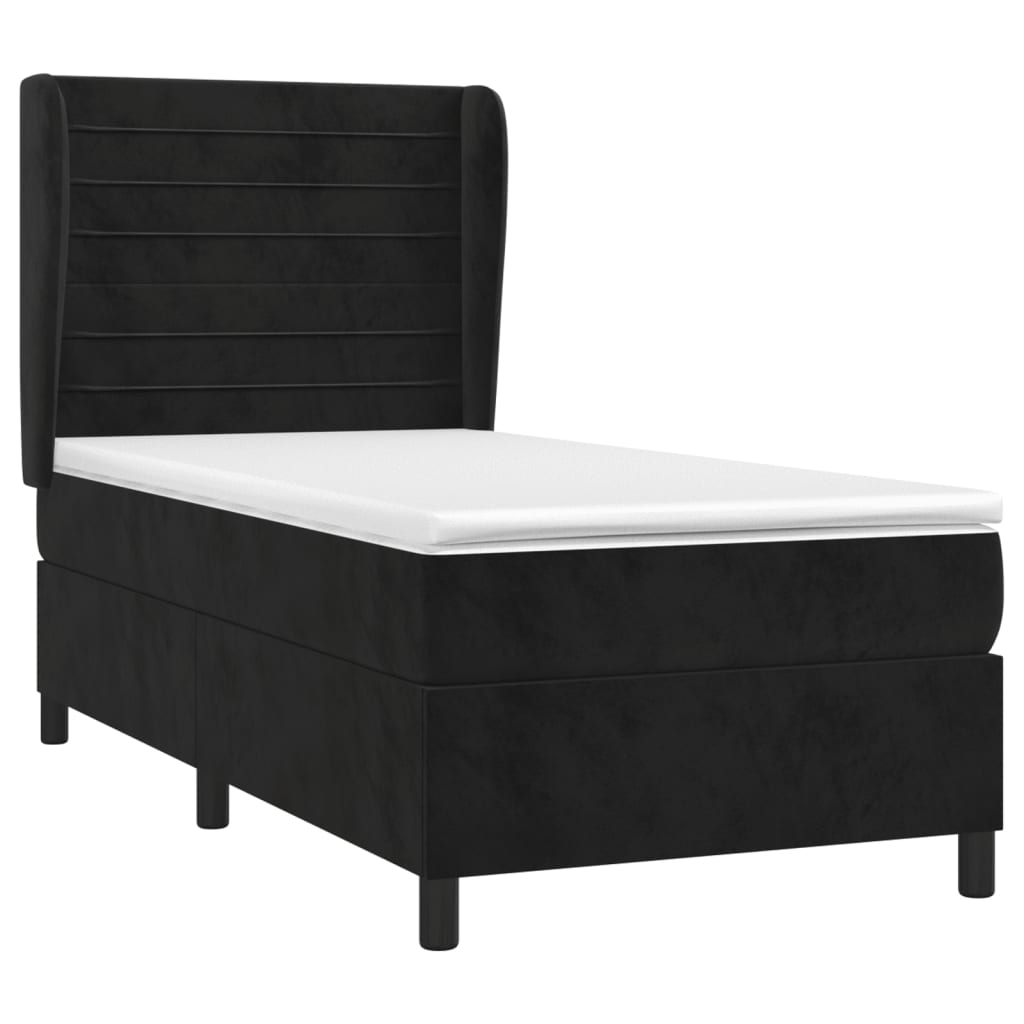 Box spring krevet s madracem crni 90x200 cm baršunasti
