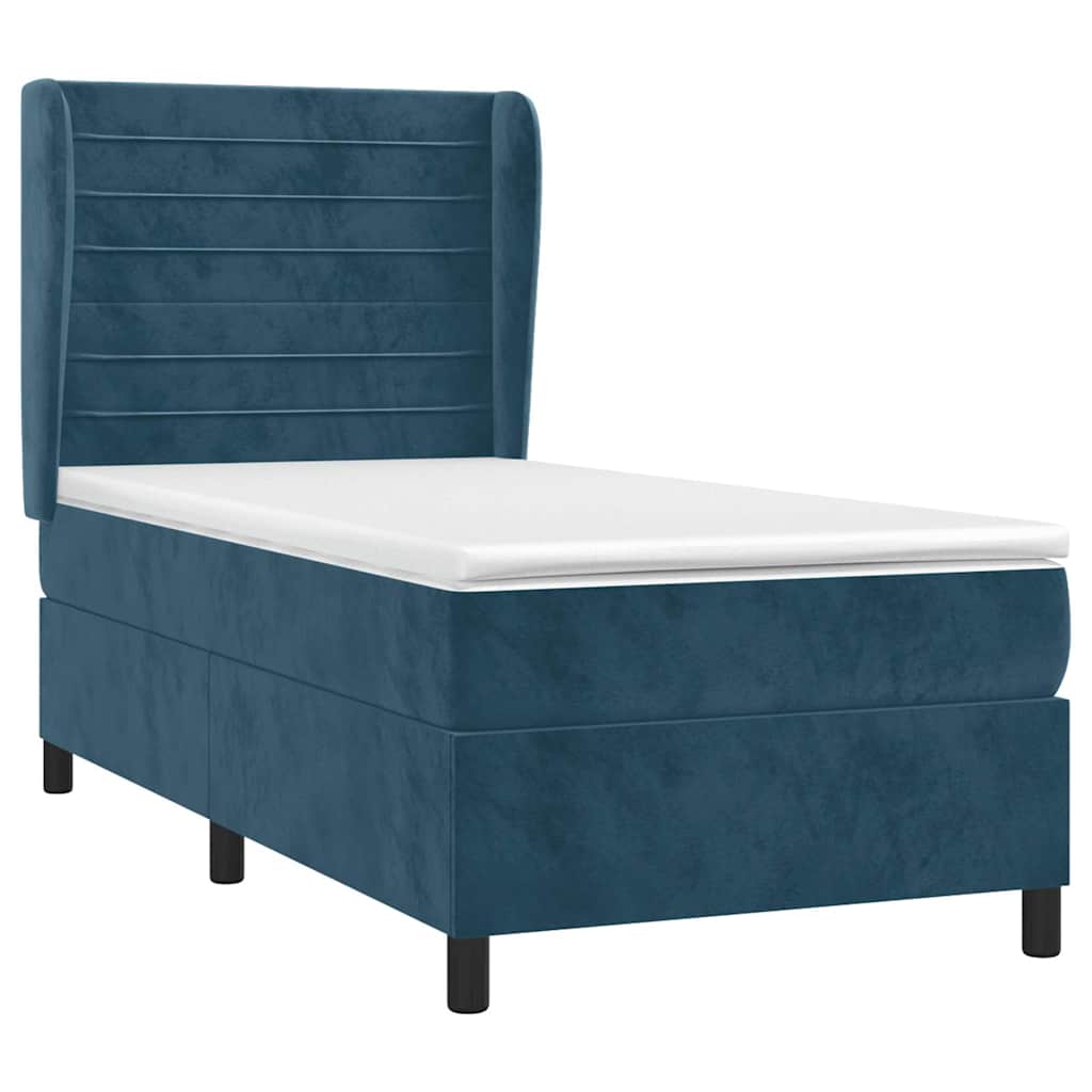 Box spring krevet s madracem tamnoplavi 100x200 cm baršunasti