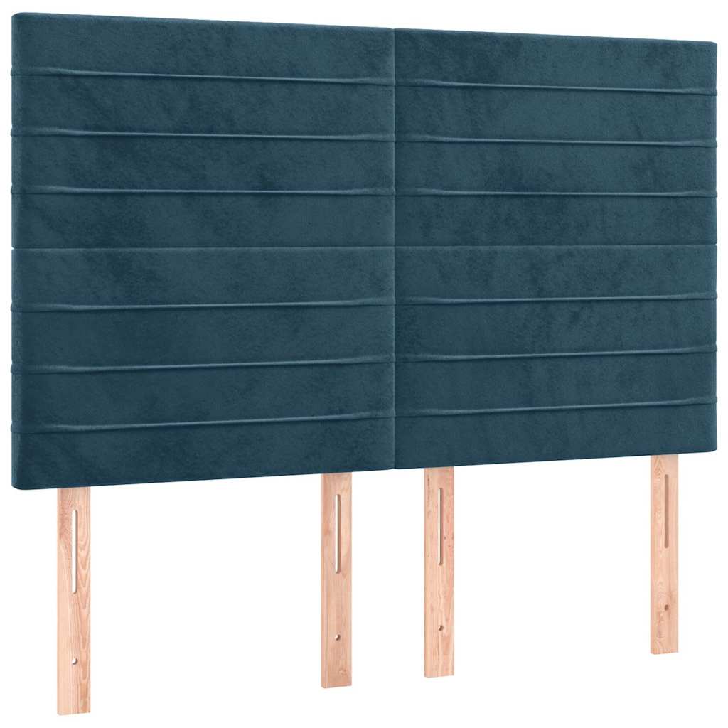 Krevet s oprugama i madracem tamnoplavi 140x190 cm baršunasti