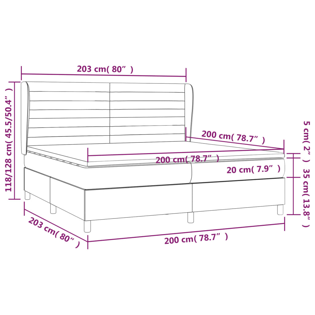 Krevet s oprugama i madracem svjetlosivi 200x200 cm baršunasti