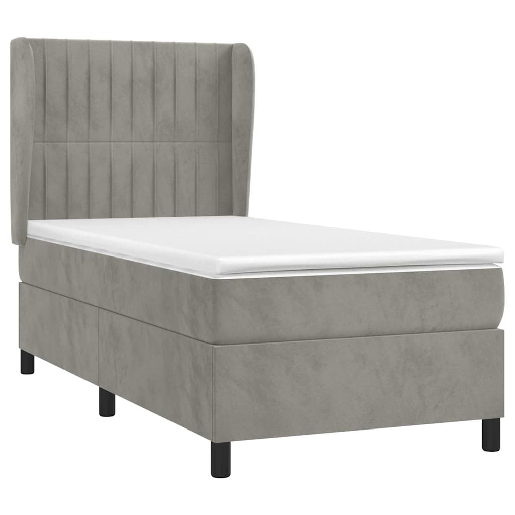 Box spring krevet s madracem svjetlosivi 80 x 200 cm baršunasti
