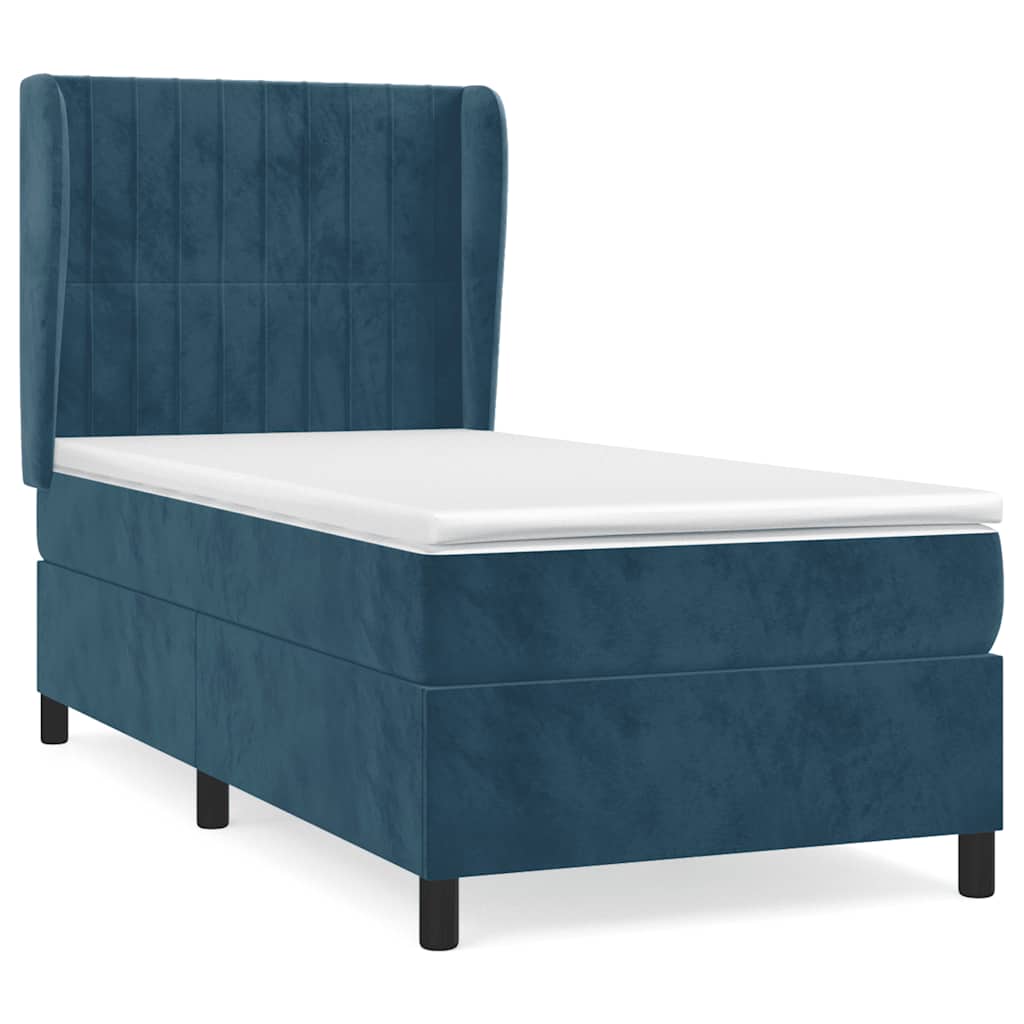 Box spring krevet s madracem tamnoplavi 80 x 200 cm baršunasti