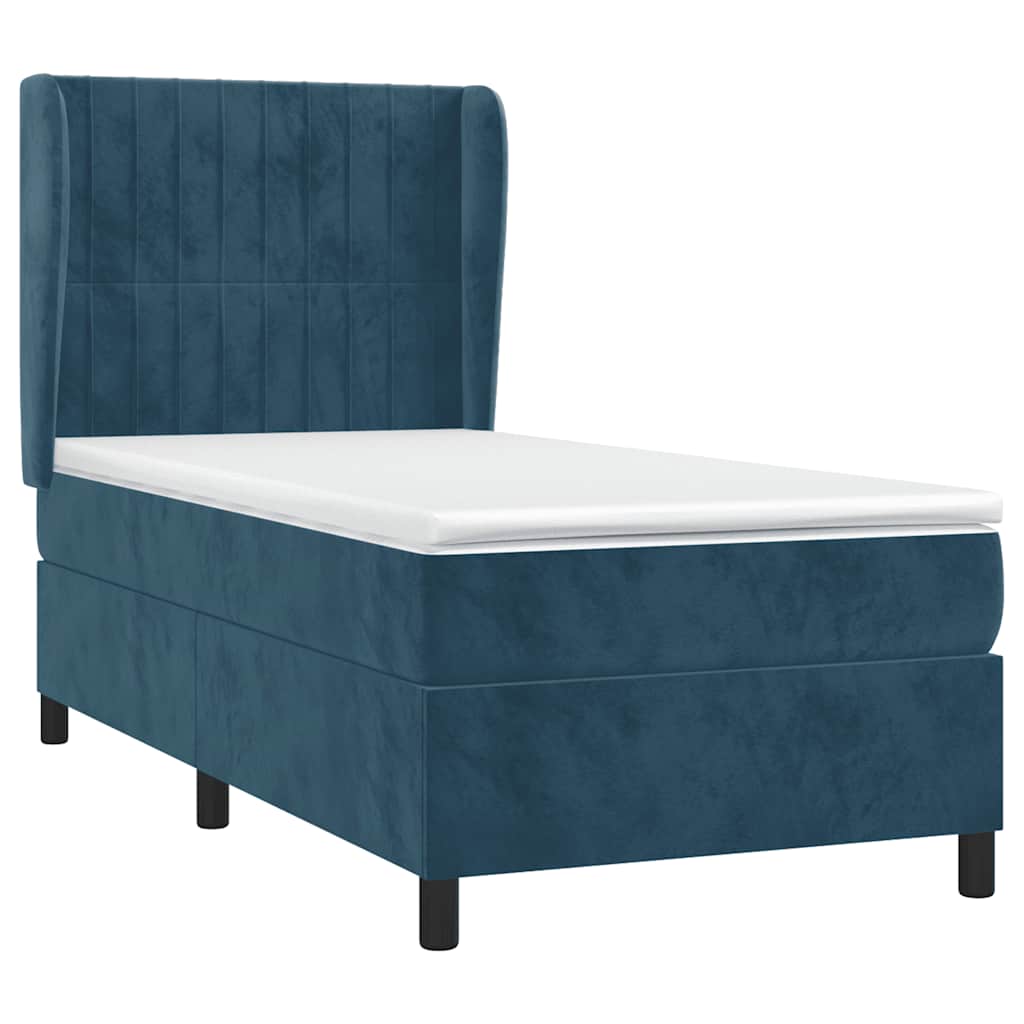 Box spring krevet s madracem tamnoplavi 80 x 200 cm baršunasti