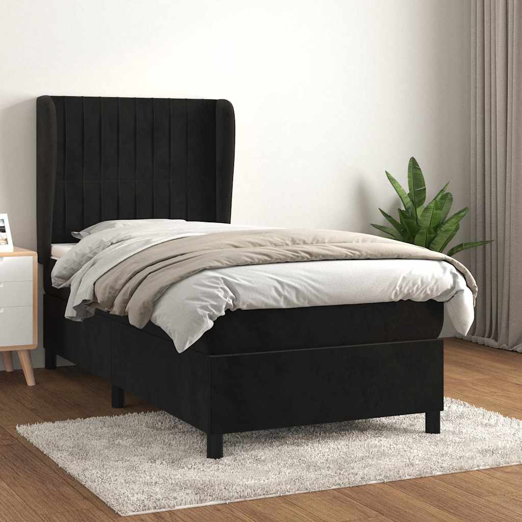 Box spring krevet s madracem crni 90x190 cm baršunasti