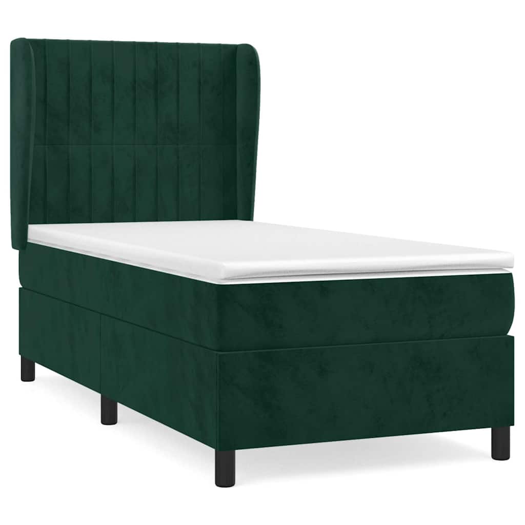 Box spring krevet s madracem tamnozeleni 90x190 cm baršunasti