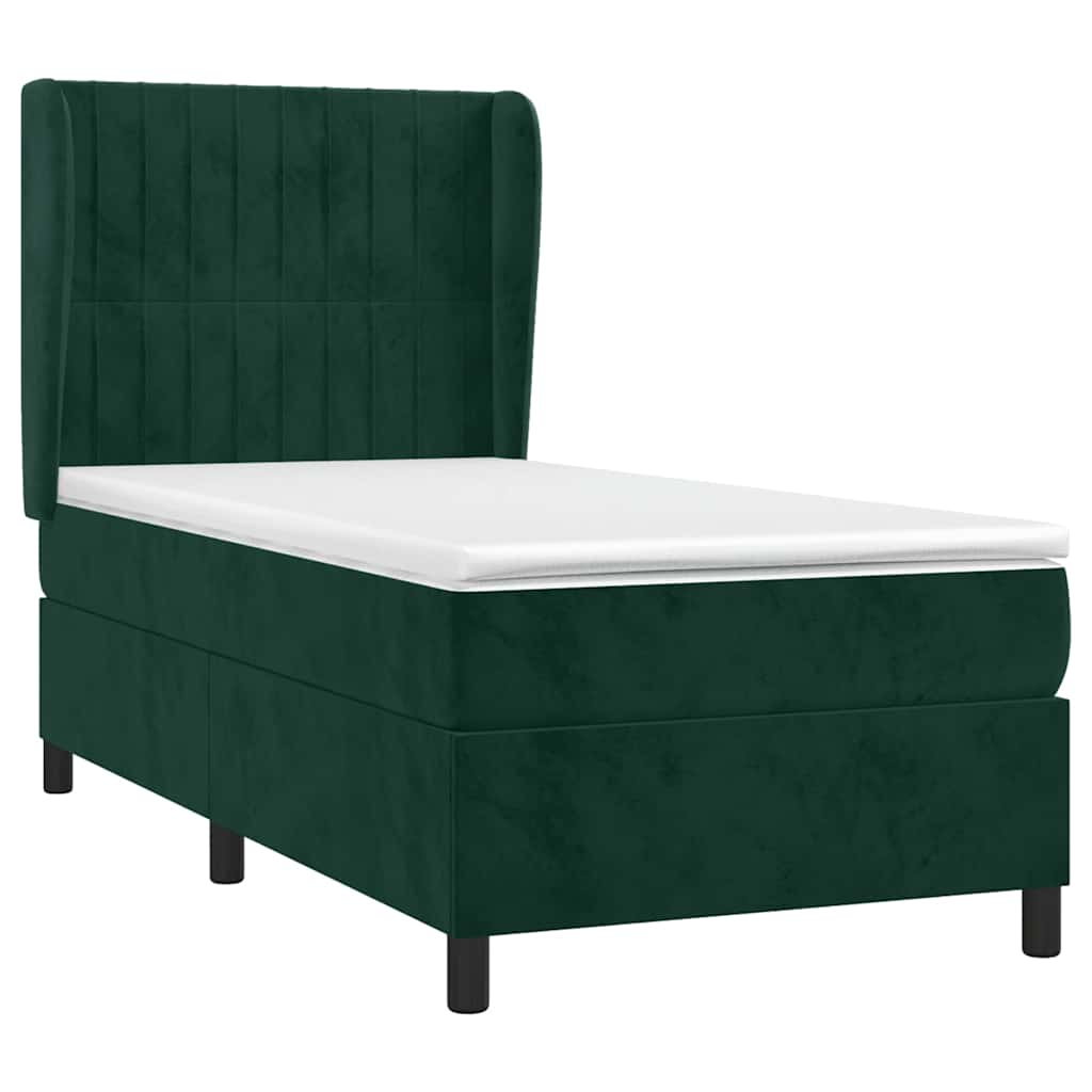 Box spring krevet s madracem tamnozeleni 90x190 cm baršunasti