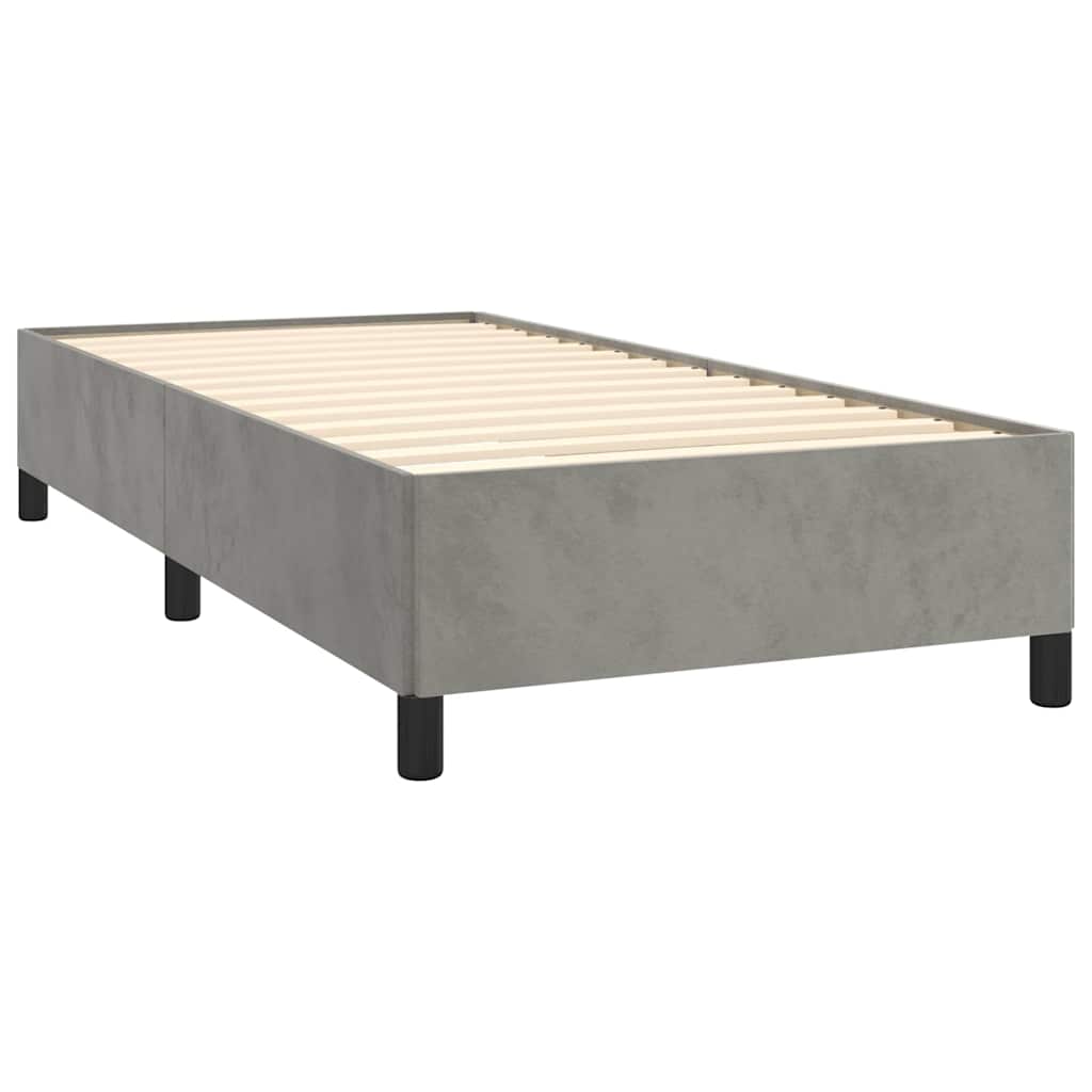 Box spring krevet s madracem svjetlosivi 90x190 cm baršunasti