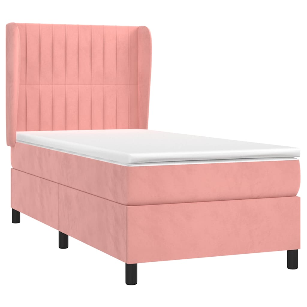 Box spring krevet s madracem ružičasti 90x200 cm baršunasti