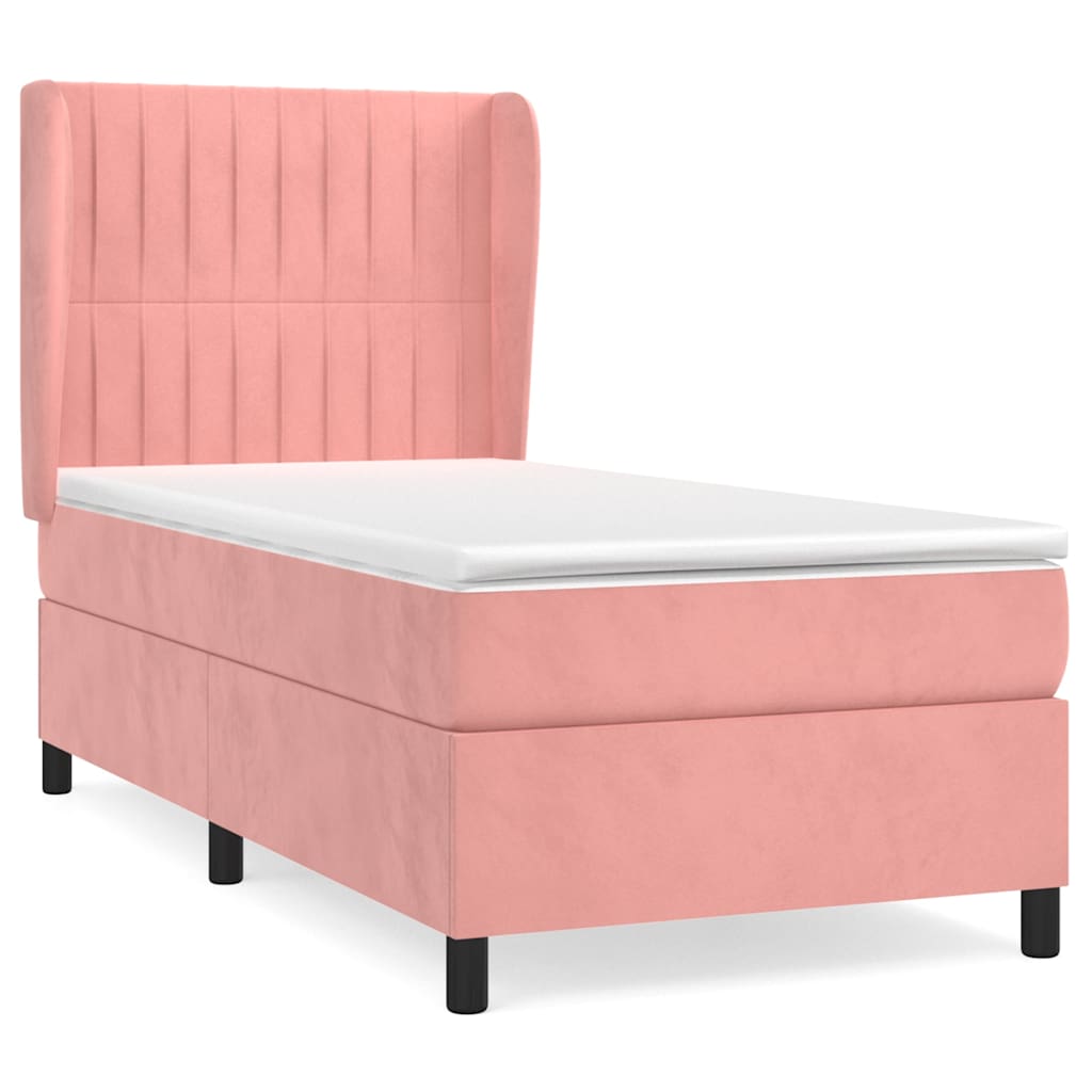 Box spring krevet s madracem ružičasti 100x200 cm baršunasti