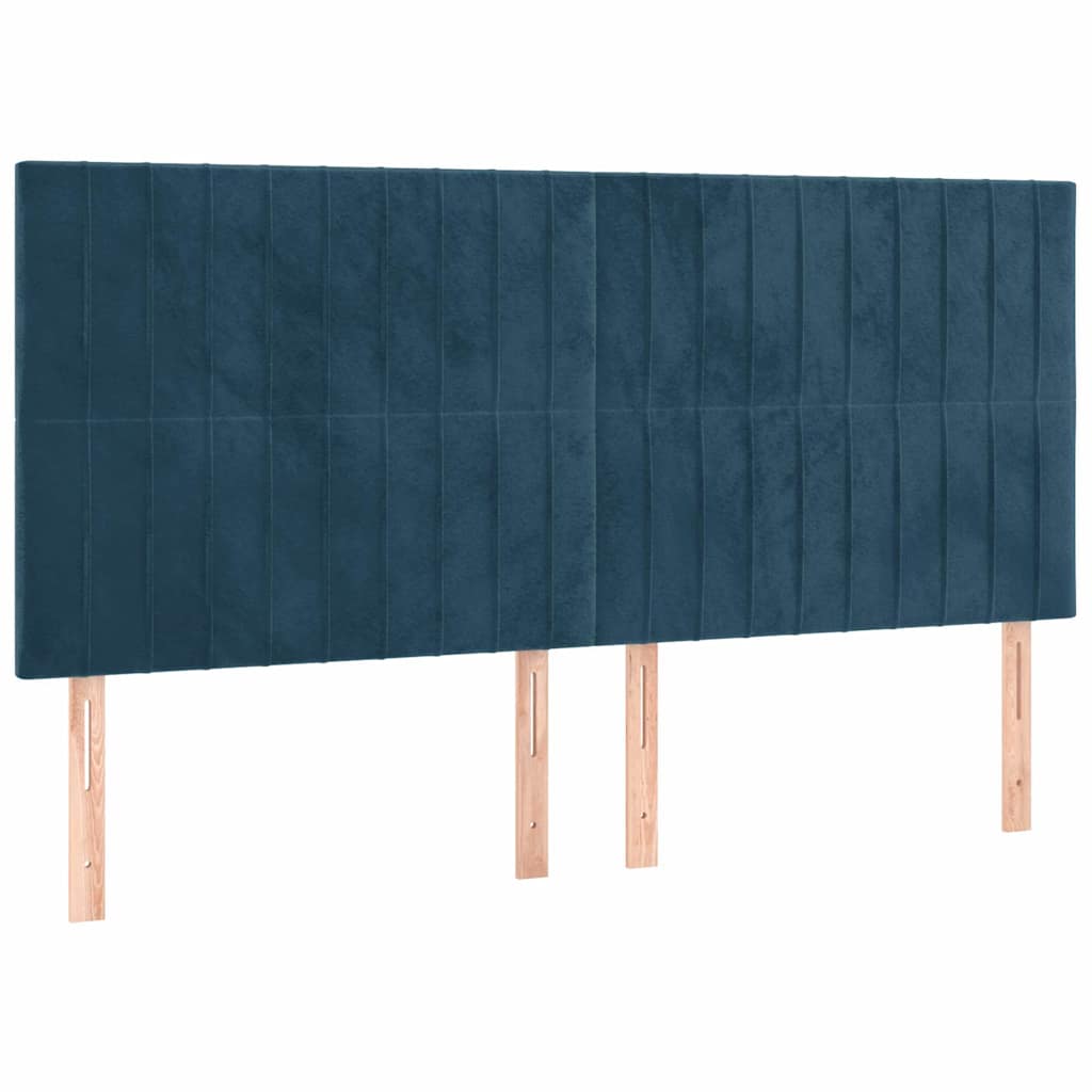 Krevet s oprugama i madracem tamnoplavi 200x200 cm baršunasti