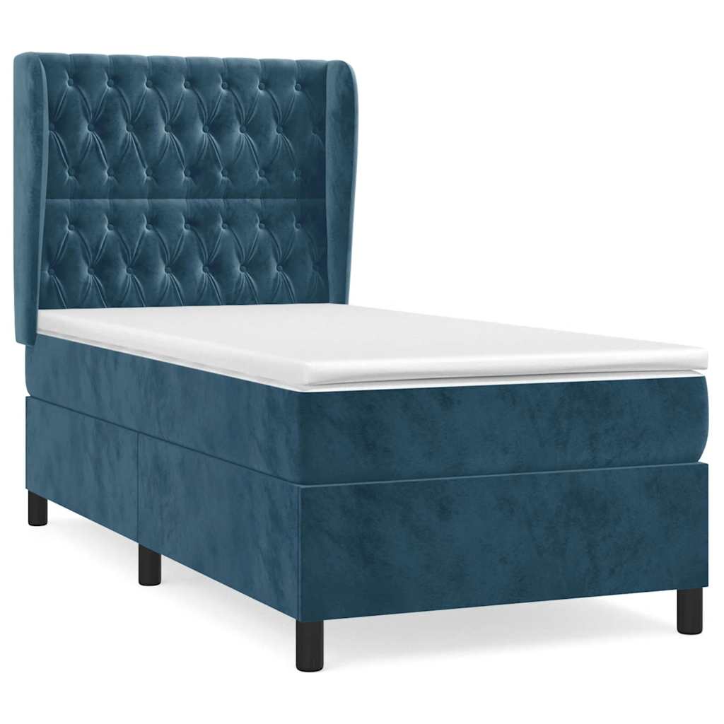 Box spring krevet s madracem tamnoplavi 80 x 200 cm baršunasti