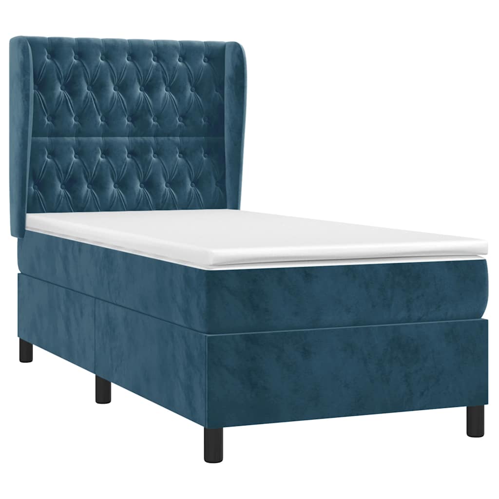 Box spring krevet s madracem tamnoplavi 80 x 200 cm baršunasti