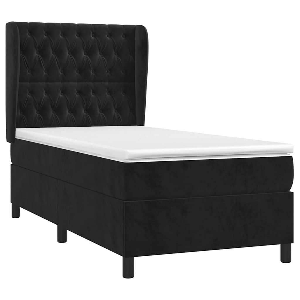 Box spring krevet s madracem crni 90x200 cm baršunasti