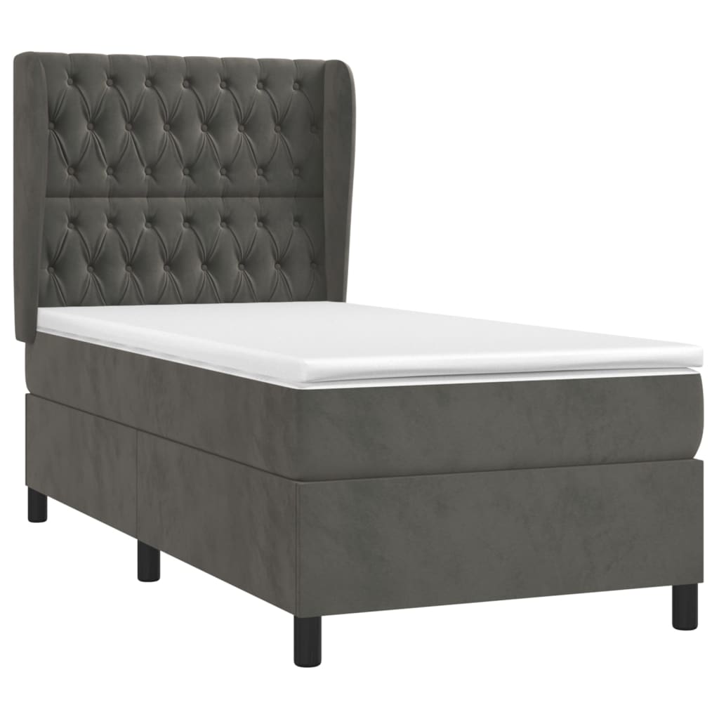 Box spring krevet s madracem tamnosivi 100x200 cm baršunasti
