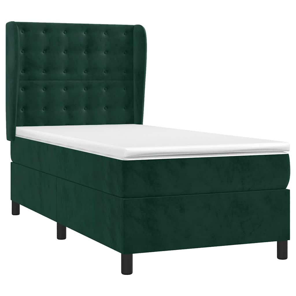 Box spring krevet s madracem tamnozeleni 80 x 200 cm baršunasti