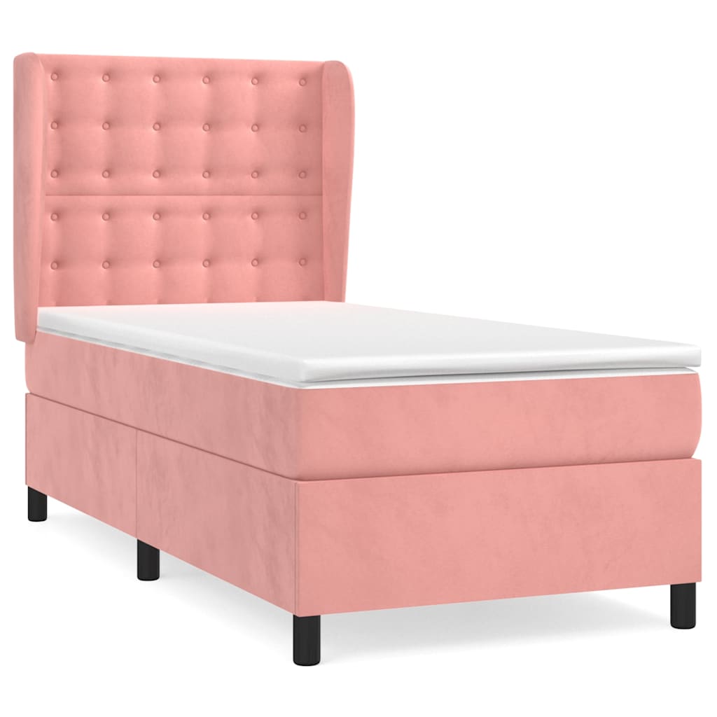 Box spring krevet s madracem ružičasti 90x190 cm baršunasti
