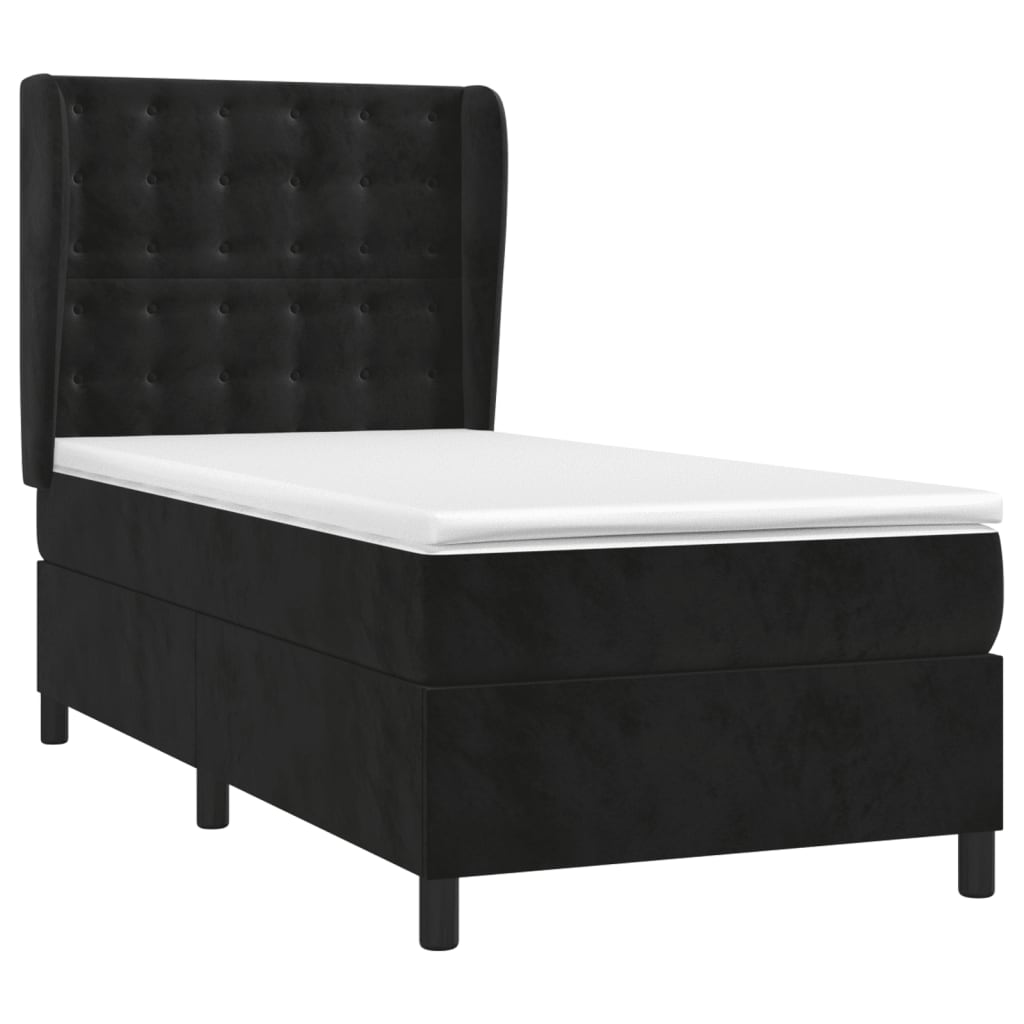 Box spring krevet s madracem crni 90x200 cm baršunasti