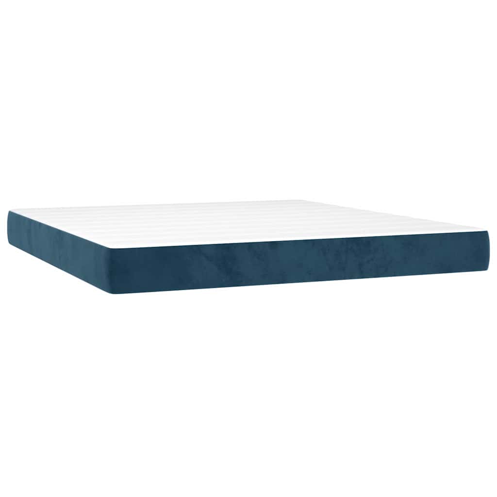 Box spring krevet s madracem tamnoplavi 90x200 cm baršunasti