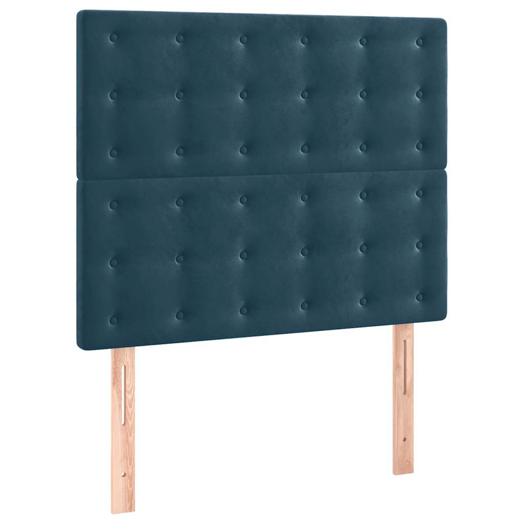 Box spring krevet s madracem tamnoplavi 90x200 cm baršunasti